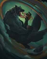 absurd_res anal anthro biceps bodily_fluids brown_hair canid canine chubby_human chubby_male cloud detailed_background duo erection floating fur genital_fluids genitals glans glowing glowing_eyes grey_body grey_fur hair hi_res human humanoid_genitalia humanoid_penis larger_anthro larger_male long_hair looking_at_another macro male male/male mammal masturbation moon muscular muscular_anthro muscular_male narrowed_eyes nude open_mouth oral pale_skin pecs penile penile_masturbation penis precum reclining rimming saliva saliva_string sex sharp_teeth shrewhub size_difference smaller_human smaller_male space teeth tongue tongue_out were werecanid werecanine werewolf