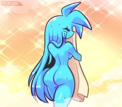 after_shower ass blue_body dat_ass eyes_closed fully_naked fully_nude loulouvz naked_female spaicy spaicy_chicross towel wet wet_body