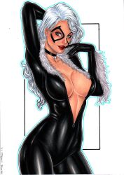 1girls black_cat_(marvel) curvaceous curvy_figure ed_benes_studio felicia_hardy female_focus female_only hi_res latex_black latex_suit long_hair looking_at_viewer marvel marvel_comics seductive_look skin_tight spider-man_(series) victim_official white_hair