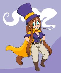 breasts cleavage hands_on_hips hat_adult hat_kid smoking thattechnique thick_thighs thunder_thighs tight_clothing