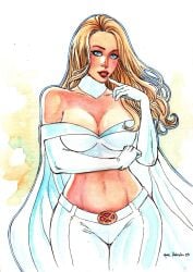 1girls big_breasts blonde_hair curvaceous curvy_body curvy_female ed_benes_studio emma_frost female_focus female_only hellfire_club highres huge_breasts long_hair looking_at_viewer marc_holanda marvel marvel_comics mutant seductive_look voluptuous voluptuous_female white_queen x-men