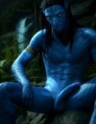 1boy abs ai_generated alien alien_only avatar avatar:_the_way_of_water balls blue_body cinetrix circumcised dreadlocks erection male_only muscular na'vi neteyam nude pecs penis