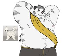 1boy ass belly big_ass breasts chubby dick fat fat_man gay male male_only solo tiger white_tiger woolyalwo