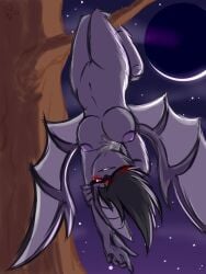 anthro bat blush breasts demon female frist44 genitals hanging_breasts hanging_from_branch hi_res mammal pussy senka_stargazer solo