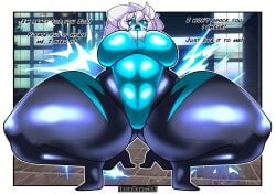 1girls 2023 artist_name ass big_ass big_breasts blue_tongue breasts curvy curvy_figure electricity english_text female female_focus fully_clothed gigantic_thighs high_heels huge_breasts huge_thighs inviting_to_sex large_breasts latex latex_suit lightning looking_at_viewer oc original original_character presenting_hindquarters solo solo_focus squatting superhero_costume superheroine surgevolt_(zoruadrawsstuff) text thick_thighs tight_bodysuit tongue white_border white_hair wide_hips zoruadrawsstuff