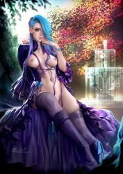 1girls big_ass big_breasts blue_hair breasts female female_focus female_only hair_over_one_eye lerapi lilim naked naked_female nipples nude nude_female original original_character thick_thighs