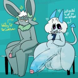 1:1 2022 anthro balls belly big_balls big_ears big_nose big_penis biped black_sclera blue_body blue_horn blue_penis blue_tail bodily_fluids bottom_heavy container cup demon drinking duo english_text erection femboy foreskin fur genitals glans green_body green_fur grey_body grey_ears grey_fur grey_penis grey_tail hair heart holding_container holding_cup holding_object horn huge_balls huge_cock humanoid_genitalia humanoid_penis hung_bottom hung_trap hyper hyper_balls hyper_genitalia hyper_penis lagomorph leporid long_ears male male_only mammal multicolored_body multicolored_ears multicolored_fur musk musk_clouds musky_balls musky_cock nonbinary_bunny paws penis purple_eyes rabbit signature sitting slightly_chubby spade_tail sweat tail text thick_thighs two_tone_body two_tone_ears two_tone_fur white_hair wide_hips wil_(misusnafu) yellow_eyes