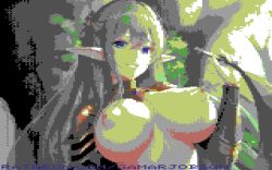 8_bit 8bit ai_generated armored_dress big_breasts elf elf_ears elf_female elf_girl gamarjobson milf mmorpg nipples pixel_(artwork) pixel_art