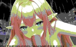 8_bit 8bit ai_generated blonde_hair blowjob commodore_64 elf elf_ears elf_female elf_girl gamarjobson pixel_(artwork) pixel_art sucking_penis