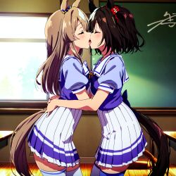 ai_generated animal_ears cygames dmm_games doujin fictional_product japan_umamusume_training_schools_and_colleges kissing kitasan_black_(umamusume) nsfw satono_diamond_(umamusume) seductive sensitive tagme tracen_academy umamusume umamusume_pretty_derby umsk unofficial yuri うましこ ウマシコ