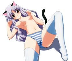 animal_ears azmaria_hendric cameltoe cat_ears chrono_crusade nipples oppai panties shimapan sugimura_tomokazu thighhighs topless wave_ride