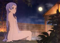 1girls female female_only kannagi nagi nude onsen pettanko solo towel