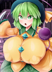 areola areolae bimbo breasts female green_eyes green_hair huge_areola huge_areolae huge_breasts huge_nipples koishi_komeiji mind_control monaka_(gatinemiku) nipple_bulge nipples short_stack shortstack touhou