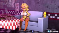 1girls 3d animal_girl anthro ass big_ass big_breasts bra breasts brown_fur cally3d camera casting casting_room chica_(cally3d) chica_(fnaf) chiku chiku_(cryptia) clazzey clothing cryptiacurves curvy fazclaire's_nightclub female female_only five_nights_at_freddy's fnaf fredina's_nightclub fur furry panties pizza scottgames solo tail thighhighs wide_hips yorussor