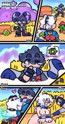 brawl_stars colette_(brawl_stars) edgar_(brawl_stars) muffler shy tied_up