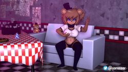 1girls 3d animal_girl anthro ass big_ass big_breasts bra breasts brown_fur cally3d camera casting casting_room clazzey clothing cryptiacurves curvy fazclaire's_nightclub female female_only five_nights_at_freddy's fnaf freddy_(fnaf) fredina's_nightclub fredina_(cally3d) frenni_(cryptia) frenni_fazclaire fur furry panties pizza scottgames solo tail thighhighs wide_hips yorussor