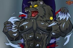 2023 abs big_abs big_areola big_breasts big_muscles big_nipples colleen comic female_only huge_breasts huge_muscles huge_nipples rampageguy ripped_clothing ripping_clothing road_rovers tagme werewolf yellow_eyes