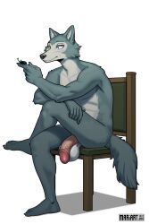 alternate_version_available anthro_only balls ballsack beastars belly_button bug canid canid_humanoid canine casual_exposure casual_nudity completely_naked_male completely_nude_male flaccid_penis full_color full_colour fur furry gray_wolf holding_animal humanoid_genitalia humanoid_penis insect large_penis legoshi_(beastars) male_only mariart muscular_male naked no_background nude_male oblivious sitting_down sitting_in_chair smiling solo_male tagme testicles two_tone_fur unaware uncensored uncensored_penis wolf wolf_ears wolf_tail