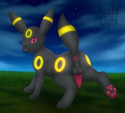 anus ass azurelight balls eeveelution feral generation_2_pokemon genitals hi_res knot looking_at_viewer looking_back male nintendo pawpads paws pokemon pokemon_(species) presenting presenting_hindquarters solo teasing umbreon