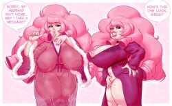 1girls big_breasts cartoon_network clothed clothing exposed_breasts gem_(species) huge_breasts lamarkey light-skinned_female light_skin lingerie long_hair mature_female milf mother pink_hair rose_quartz_(steven_universe) steven_universe thick_thighs translucent_clothing voluptuous voluptuous_female