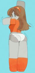 1girls ass back_view blocky_body breasts bubble_butt butt long_hair looking_at_viewer looking_back panties roblox robloxian shirt sk8tr tagme wamudraws