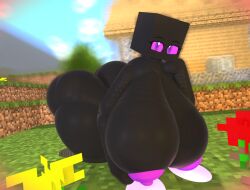 3d 3d_(artwork) enderlady_(hbtheender) enderwoman flowers hbtheender hyper hyper_breasts lactation laying_on_stomach leaking_milk mine-imator minecraft topless