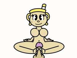 animated cuphead_(game) exposed_breasts feet footjob gif ms._chalice naked_female nipples penis tits