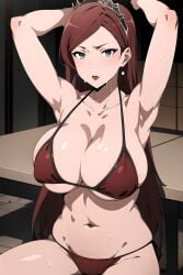 1girls ai_generated armpits arms_behind_head big_breasts bikini busty cleavage female female_only hilda_boreas_greyrat large_breasts legs long_hair looking_at_viewer mature mature_female mature_woman mushoku_tensei navel pose posing red_bikini red_hair sensual sexy_armpits sitting solo thighs