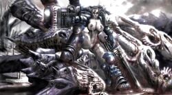 1girls adeptus_astartes chainsword female female_space_marine imperium_of_man negisaray power_armor purity_seal rule_63 space_marine sword tagme tyranid warhammer_(franchise) warhammer_40k