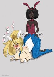 1futa 1girls artoria_pendragon ass_grab breasts clothed clothing dark-skinned_futanari dark_skin doggy_style fake_animal_ears fate/grand_order fate_(series) futa_on_female futanari grabbing grabbing_ass huge_breasts huge_cock interracial lying penis playboy_bunny sex sex_from_behind top-down_bottom-up umeyiyo