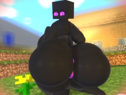 1girls anus ass_focus butt enderlady_(hbtheender) enderwoman female_only hbtheender looking_back mine-imator minecraft on_knees presenting_hindquarters purple_anus purple_eyes purple_pussy pussy rear_view