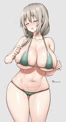 1girls bikini breasts female hi_res hips huge_breasts light-skinned_female light_skin long_hair mature_female milf mother onomeshin side_ponytail simple_background thick_thighs thighs uzaki-chan_wa_asobitai! uzaki_tsuki wide_hips