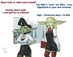 darkminou dialogue english_text female gily_(darkminou) gnarby_(darkminou) goblin goblin_female gretchin office_lady shortstack tagme text warhammer_(franchise) warhammer_40k