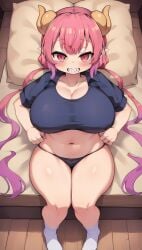 ai_generated awokose big_breasts clothed dragon_girl huge_breasts ilulu ilulu_(dragon_maid) ilulu_(maidragon) midget miss_kobayashi's_dragon_maid pink_hair short_stack shortstack stable_diffusion