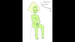 1girls animated barefoot blonde_hair blush breasts dialogue doctor enf examination examination_table feet green_skin limb_enhancers naked naked_female nipples no_sound peridot_(steven_universe) steven_universe sweat tagme toes video