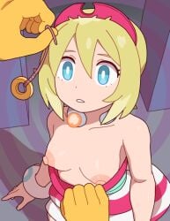 1girls blue_eyes breasts breasts_out expressionless headband hypno hypnosis irida_(pokemon) kabeume mind_control nintendo pendulum pokemon pokemon_(species) pokemon_legends:_arceus pokephilia shirt_pull short_blonde_hair