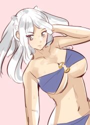 1girls alternate_costume bikini blue_bikini blue_swimsuit brown_eyes cleavage fire_emblem fire_emblem_awakening fire_emblem_heroes large_breasts long_hair nintendo o-ring o-ring_bikini official_alternate_costume robin_(female)_(summer)_(fire_emblem) robin_(fire_emblem) robin_(fire_emblem)_(female) solo sweat sweatdrop swimsuit tsunau twintails underboob white_hair