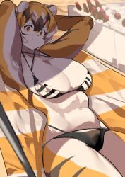 1girls amber_eyes anthro arknights big_breasts breasts female mx99926 solo solo_female thick_thighs tiger tiger_girl waai_fu_(arknights) wide_hips