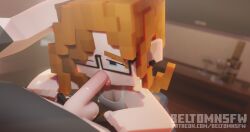 1boy 1boy1girl 1girls 3d beltomnsfw big_ass blender blowjob brown_hair clothed elli_(beltomnsfw) fellatio female glasses horny_female mine-imator minecraft tagme