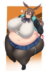 1girls 2021 absurd_res amiya_(arknights) animal_ears arknights bbw belly blue_eyes breasts brown_hair chubby chubby_female eyebrows_visible_through_hair female female_focus honi-san huge_belly huge_breasts huge_thighs long_hair looking_down obese obese_female overweight overweight_female plump rabbit_ears solo solo_female solo_focus ssbbw thick_thighs thighs tummy voluptuous