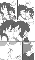 deep_kissing dragon_ball dragon_ball_z funsexydragonball gine kissing lesbian_kiss milf mother neck_kiss seripa yuri