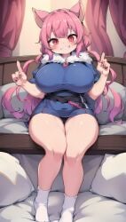 ai_generated awokose cat_ears catgirl clothed huge_breasts pink_eyes pink_fur pink_hair short_stack stable_diffusion
