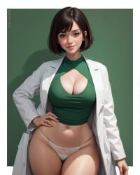 1girls ai_generated big_ass big_breasts big_butt boob_window breasts brunette cleavage doctor female female_only hands_on_hips light-skinned_female light_skin looking_at_viewer looking_pleasured nurse panties partially_clothed solo solo_female standing thick thick_ass thick_legs thick_thighs wide_hips zaloran