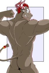 arms_up ass bara dark-skinned_male gyumao male_only muscular_male smooth_skinned_male tokyo_afterschool_summoners