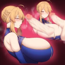 1futa 1girls artoria_pendragon artoria_pendragon_(lancer) big_penis black_hair blonde_hair blue_eyes breasts censored censored_penis clothed clothed_sex clothing erection fate/grand_order fate_(series) female female_focus futa_on_female futanari hair_over_one_eye huge_breasts huge_cock human imminent_fellatio imminent_sex light-skinned_female light-skinned_futanari light_skin long_hair mosaic_censoring open_mouth original partially_clothed penis ponytail precum rikuguma sex side_view solo_focus testicles tongue tongue_out valentina_(nuclear-il2)