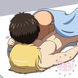 1boy 1girls attack_on_titan bed blonde_hair eren_jaeger historia_reiss implied_fingering implied_sex kissing naked projectsubby sheet_grab sheets shingeki_no_kyojin