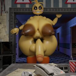 1futa 3d adri164 animatronic balls big_penis breasts dark_areola five_nights_at_freddy's five_nights_at_freddy's_2 flaccid futa_only futanari gilf_toy_chica huge_balls huge_breasts huge_cock looking_at_viewer nude penis pubes pubic_hair smile solo standing tagme toy_chica_(fnaf) toy_chica_(love_taste)