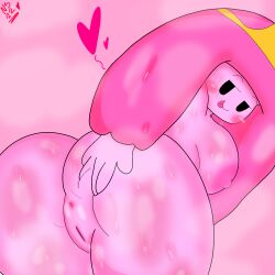 adventure_time anus areola ass big_breasts big_butt bodily_fluids breasts cartoon_network female female/female genitals hi_res humanoid nipples not_furry nsfwed22 nude pink_body presenting presenting_hindquarters princess_bubblegum pussy solo sweat sweatdrop thick_thighs tongue tongue_out toony warner_brothers