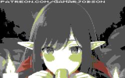 8bit ai_generated blowjob blowjob_face commodore_64 elf elf_ears elf_female elf_girl fellatio gamarjobson pixel_(artwork) pixel_art pov pov_eye_contact seductive_look sucking