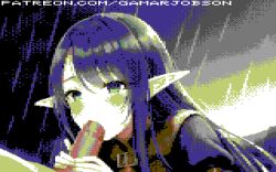 8_bit 8bit ai_generated blowjob blush commodore_64 elf elf_ears elf_female elf_girl gamarjobson pixel_(artwork) pixel_art sucking